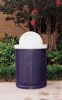 Picture of 32 Gallon Perforated Thermoplastic Coated Steel Trash Receptacle with Dome Top 