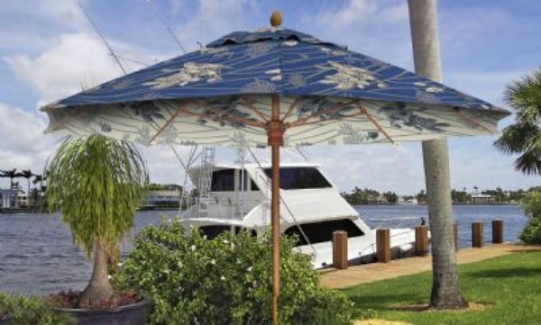 Picture of Guy Harvey 11 ft. Octagonal Market Umbrella - Augusta Style - Simulated Wood Pole - Acrylic Fabric