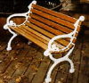 4 Ft. Victorian Bench - Wooden Slats And Metal Frame - Portable