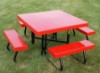 Square Fiberglass Picnic Table - Powder Coated Frame - Portable