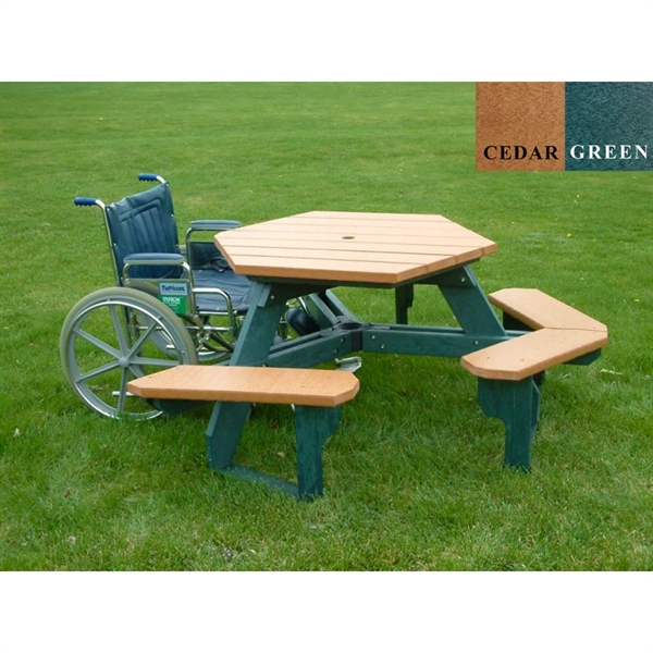 ADA Wheelchair Accessible Round Recycled Plastic Picnic Table, 170 lbs ...