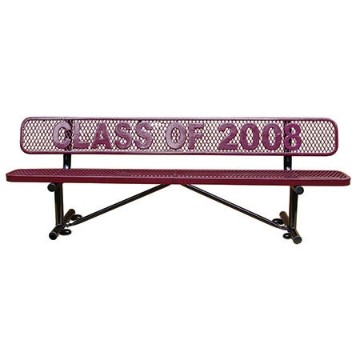 4 Ft. Logo Memorial Bench - Plastic Coated Expanded Metal 