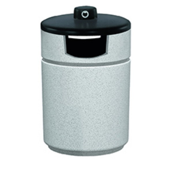 Poly-Lite Crete 60 Gallon Round Side Load Trash Can with Hide-A-Butt ...