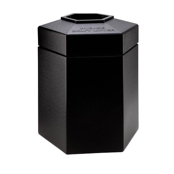 45 Gallon Plastic Trash Receptacle - Hexagon Design
