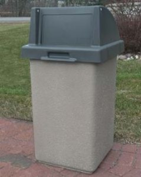 Picture of Quick Ship Concrete Trash Can 30 Gallons with Push Door Lid