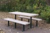 Rectangular 8 Ft. Recycled Plastic Picnic Table - Steel Frame - Inground Or Surface Mount