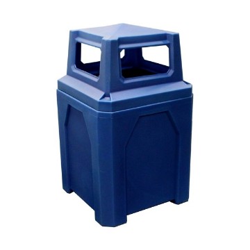 52 Gallon Square Trash Can with 4 way top