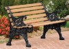 Picture of 80 inch Renaissance Bench with Back - Wooden Slats and Metal Frame - Portable