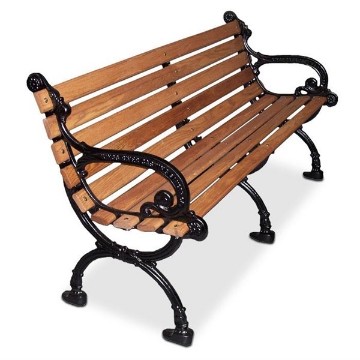Woodland Contour Bench - Wooden Slats And Metal Frame