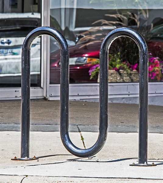 Bike Rack Loop 39 Inch 5 Space Galvanized Pipe Surface