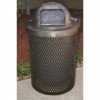 Picture of 32 Gallon Trash Can with Dome Top & Liner - Plastic Coated Expanded Metal - Portable