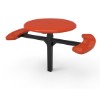ELITE Series ADA 46" Round Pedestal Solid Top Thermoplastic Steel Picnic Table - 2 Attached Seats - Perforated Metal