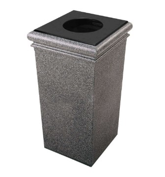 30 Gallon Stone Tec Square Polymer Concrete Plastic Trash Receptacle