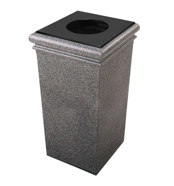 30 Gallon Stone Tec Square Polymer Concrete Plastic Trash Receptacle