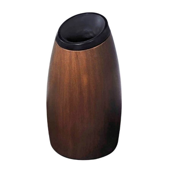 15 Gallon Polyethylene Trash Can with Wood Finish