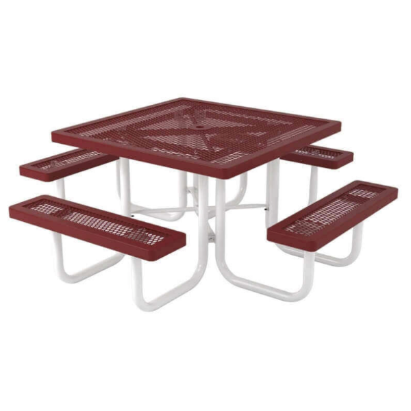 Square Thermoplastic Picnic Table - Expanded Metal