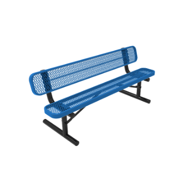 ELITE Series 8 Foot Rectangular Thermoplastic Metal Bench with Back - Quick Ship
