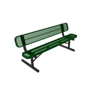 RHINO 6 Foot Rectangular Thermoplastic Metal Bench with Back - Quick Ship
