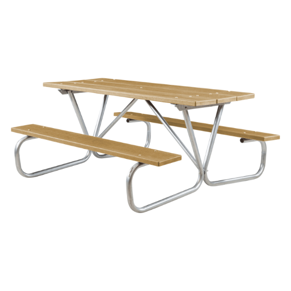 8 ft Recycled Plastic Picnic Table - Bolted Steel Frame - Portable