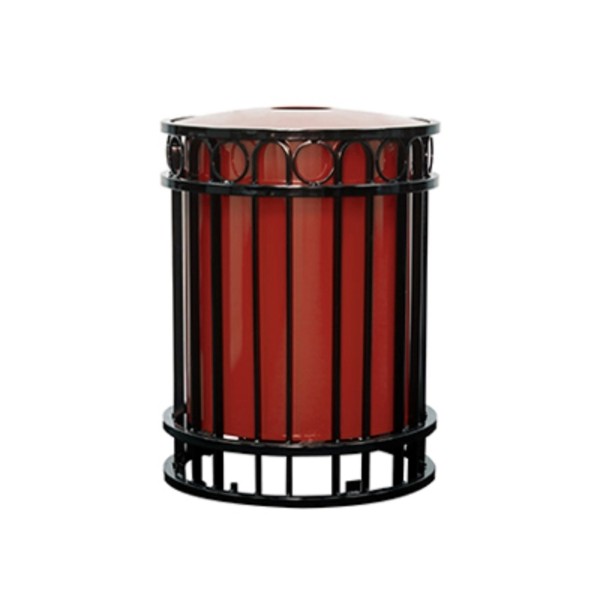 32-Gallon Flat Bar Steel Trash Receptacle with Inner Sleeve - 156 lbs.