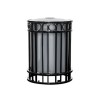 32-Gallon Flat Bar Steel Trash Receptacle with Inner Sleeve - 156 lbs.