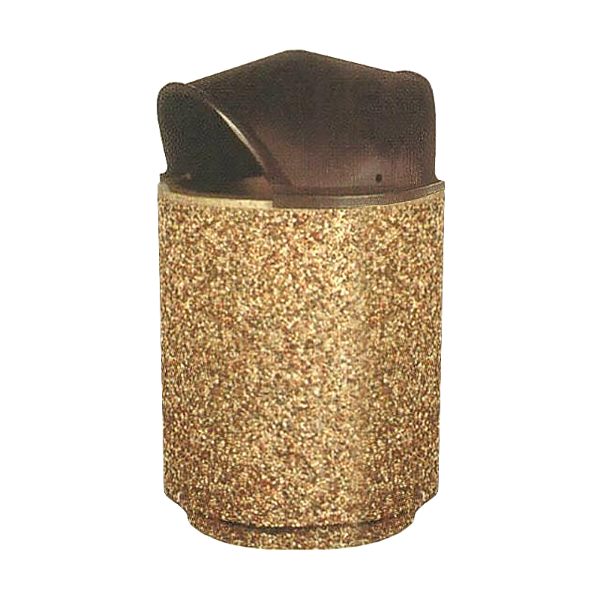 30 Gallon Concrete Trash Can - Two Sided Hood Top