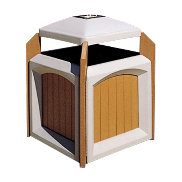 Jumbo 60 Gallon Recycled Plastic Trash Can With Ashtray - Portable