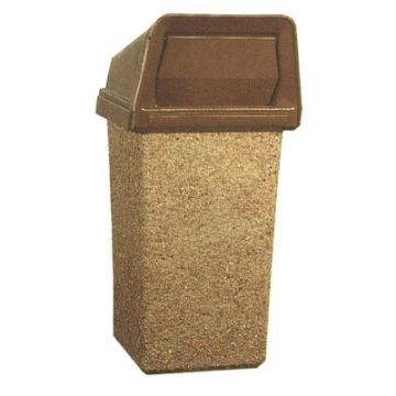 22 Gallon Concrete Trash Can - Bonnet Push Door Top