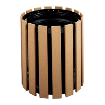 32 Gallon Recycled Plastic Circular Trash Receptacle - Portable