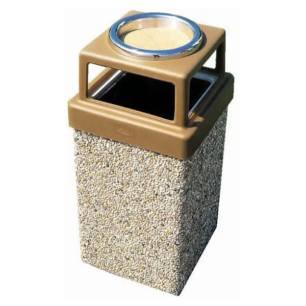 Mini Concrete Trash Can - 4 Way Open Top W/ Ashtray