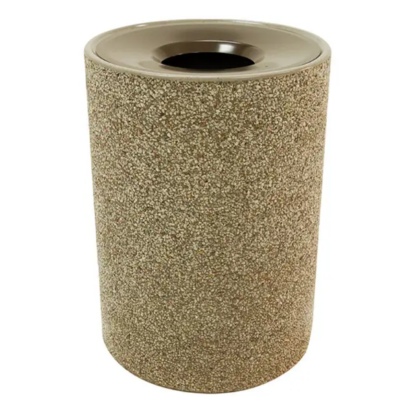 41 Gallon Concrete Trash Can - Aluminum Pitch-In Top - Portable
