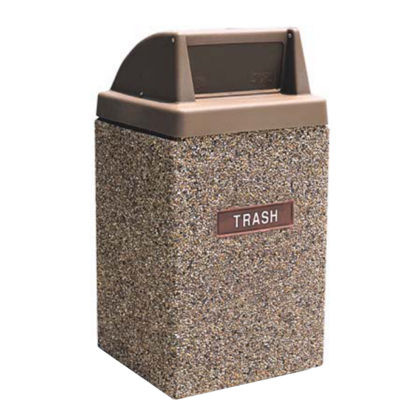 45 Gallon Concrete Trash Can - Push Door Top - Portable