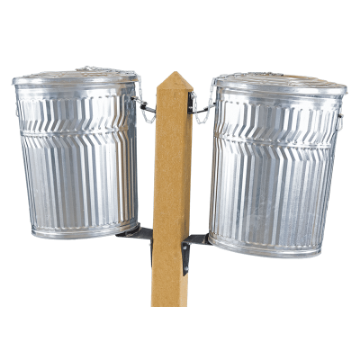 Double Side Can Post - Wooden - In-Ground Mount
