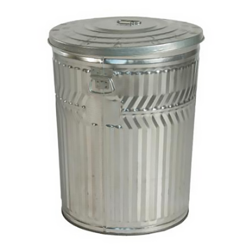 32 Gallon Trash Can - Galvanized Metal - Portable