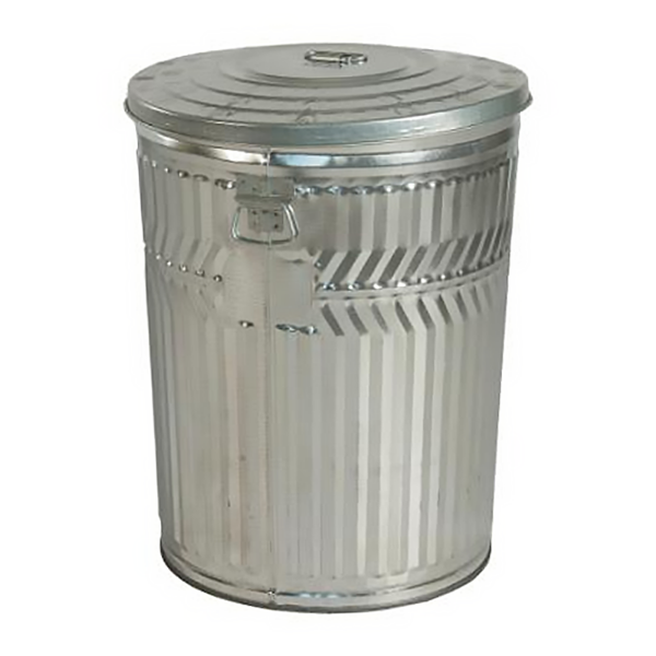 32 Gallon Trash Can - Galvanized Metal - Portable