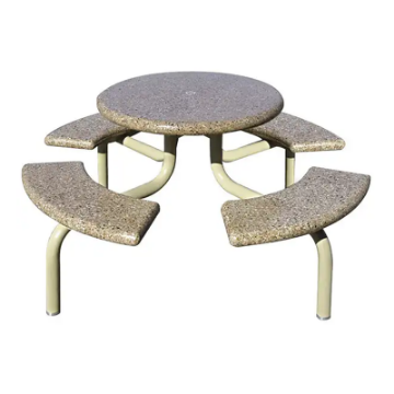 Concrete Round Picnic Table - Metal Frame - Portable