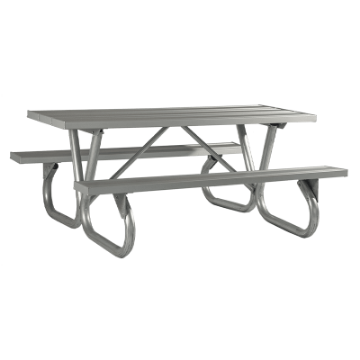 6 Ft. Rectangular Aluminum Picnic Table - 2 3/8" Bolted Frame - Portable