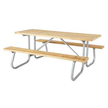  6 Ft. Rectangular Wooden Picnic Table - 1 5/8" Welded Frame - Portable