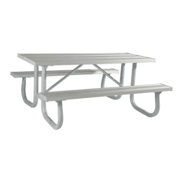 6 Ft. Rectangular Aluminum Picnic Table - 2 3/8" Welded Frame - Portable
