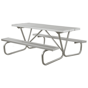 6 Ft. Rectangular Aluminum Picnic Table - 1 5/8" Bolted Frame - Portable