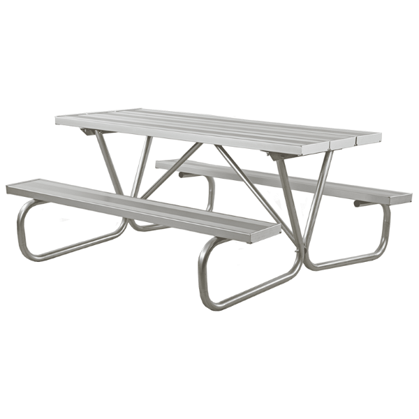 6 Ft. Rectangular Aluminum Picnic Table - 1 5/8" Bolted Frame - Portable