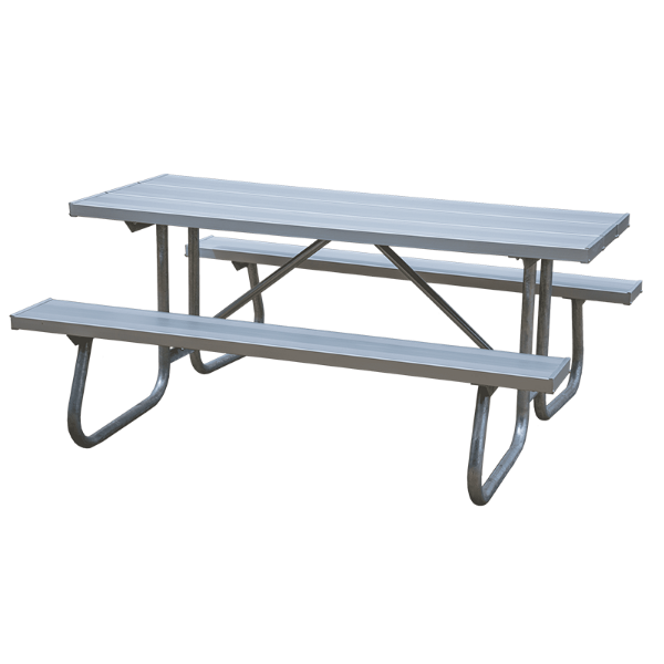 8 Ft Rectangular Aluminum Picnic Table - Bolted Steel Frame - Portable
