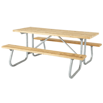 8 Ft Wooden Picnic Table - Welded Steel Frame - Portable