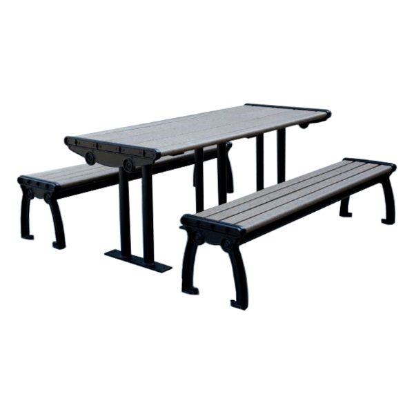 8 Ft. ADA Recycled Plastic Picnic Table - Cast Aluminum Frame - Portable / Surface Mount