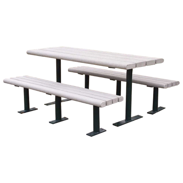 Rectangular 8 Ft. Recycled Plastic Picnic Table - Steel Frame - Inground Or Surface Mount