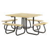 Square Picnic Table - Wooden Top And Seat - Metal Frame - Portable