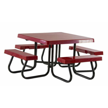 Square Fiberglass Picnic Table - Powder Coated Frame - Portable