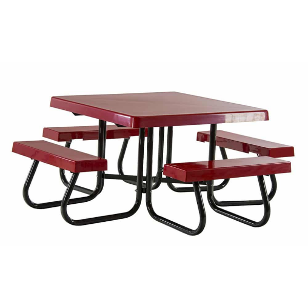 Square Fiberglass Picnic Table - Powder Coated Frame - Portable