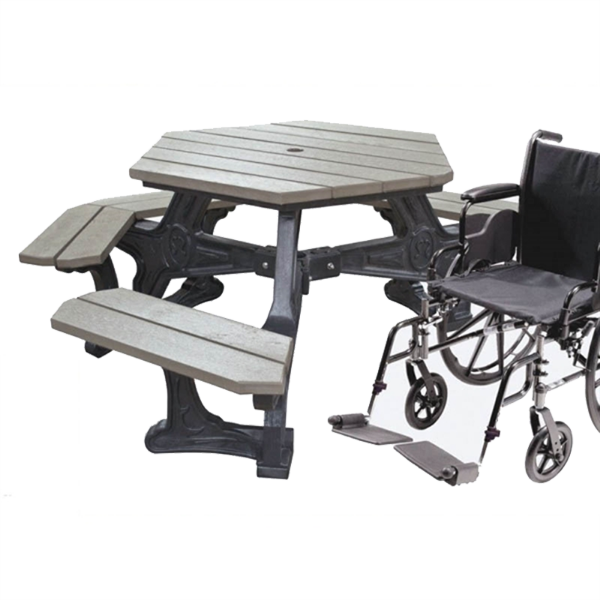 ADA Hexagonal Picnic Table - Recycled Plastic - Portable