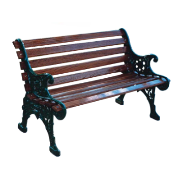 4 Ft. Renaissance Bench With Back - Wooden Slats And Metal Frame - Portable